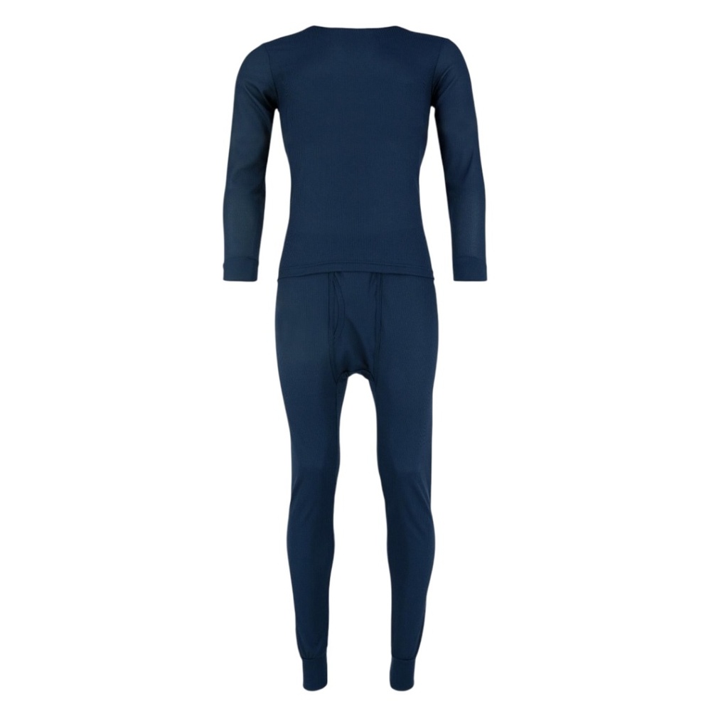 Knocker Mens Thermal Waffle KnitSet  Long Sleeve Top and Bottom  Navy Size L